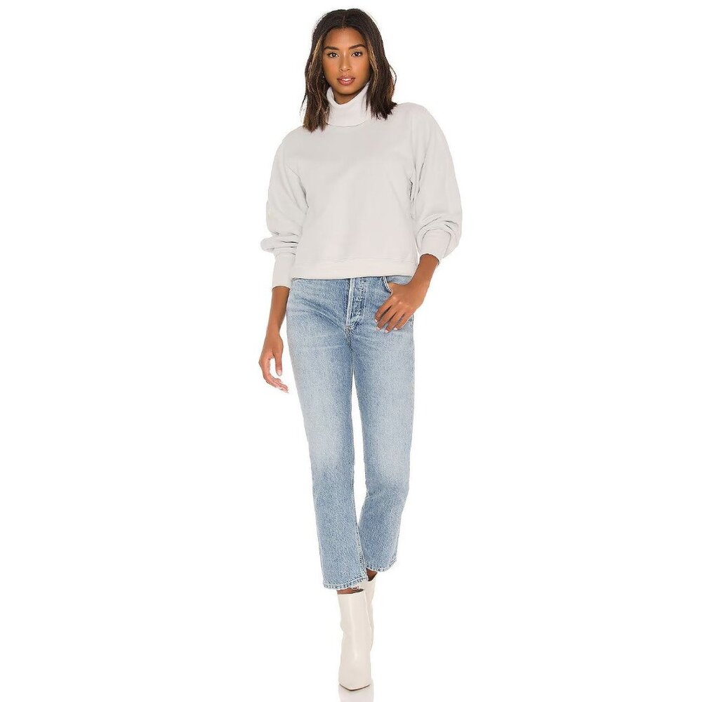 Agolde Extended Rib Sweatshirt in Paper Mache XSmall New Womens Pullover